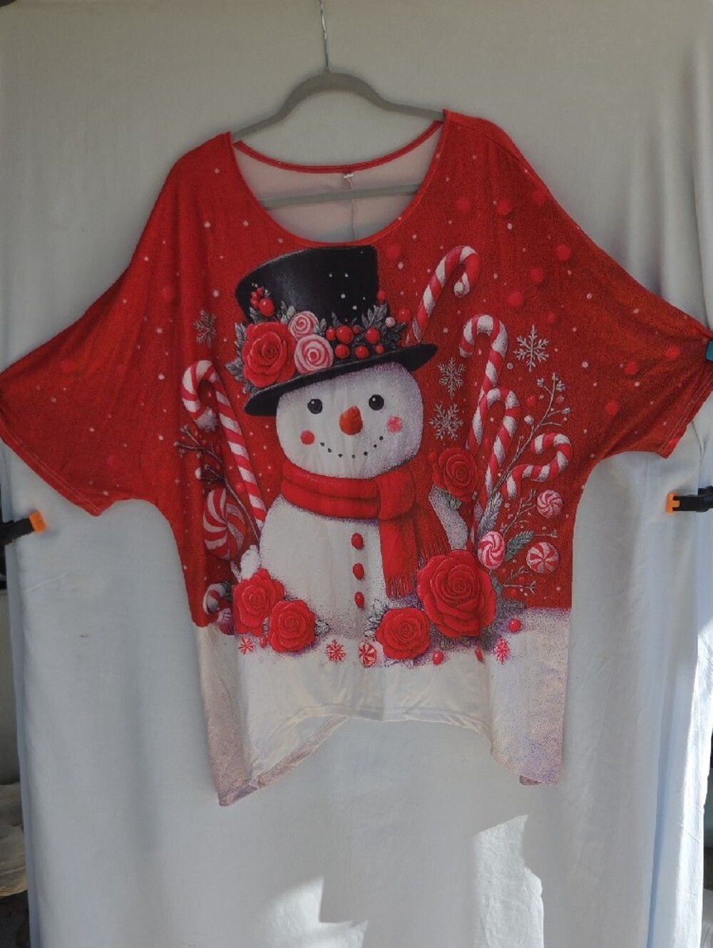 Holiday Snowman Casual Top. Sz 3XL